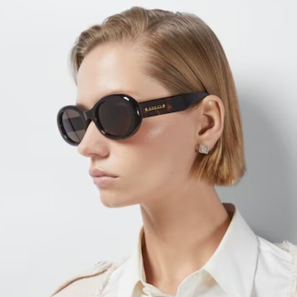 NEW Gucci GG1722SA 002 Spotted Havana Nicotine Brown Unisex Oval Sunglasses main image 8